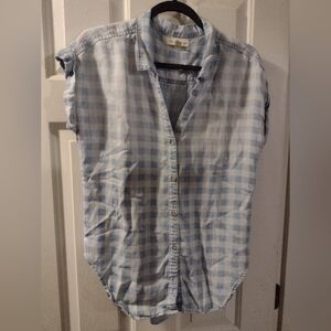 Cloth & Stone for ANTHROPOLOGIE, Baby Blue Checked Blouse, M, EUC